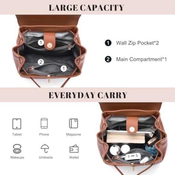 Genuine Leather Backpack for Women - Travel Daypack with Adjustable Straps main image 4